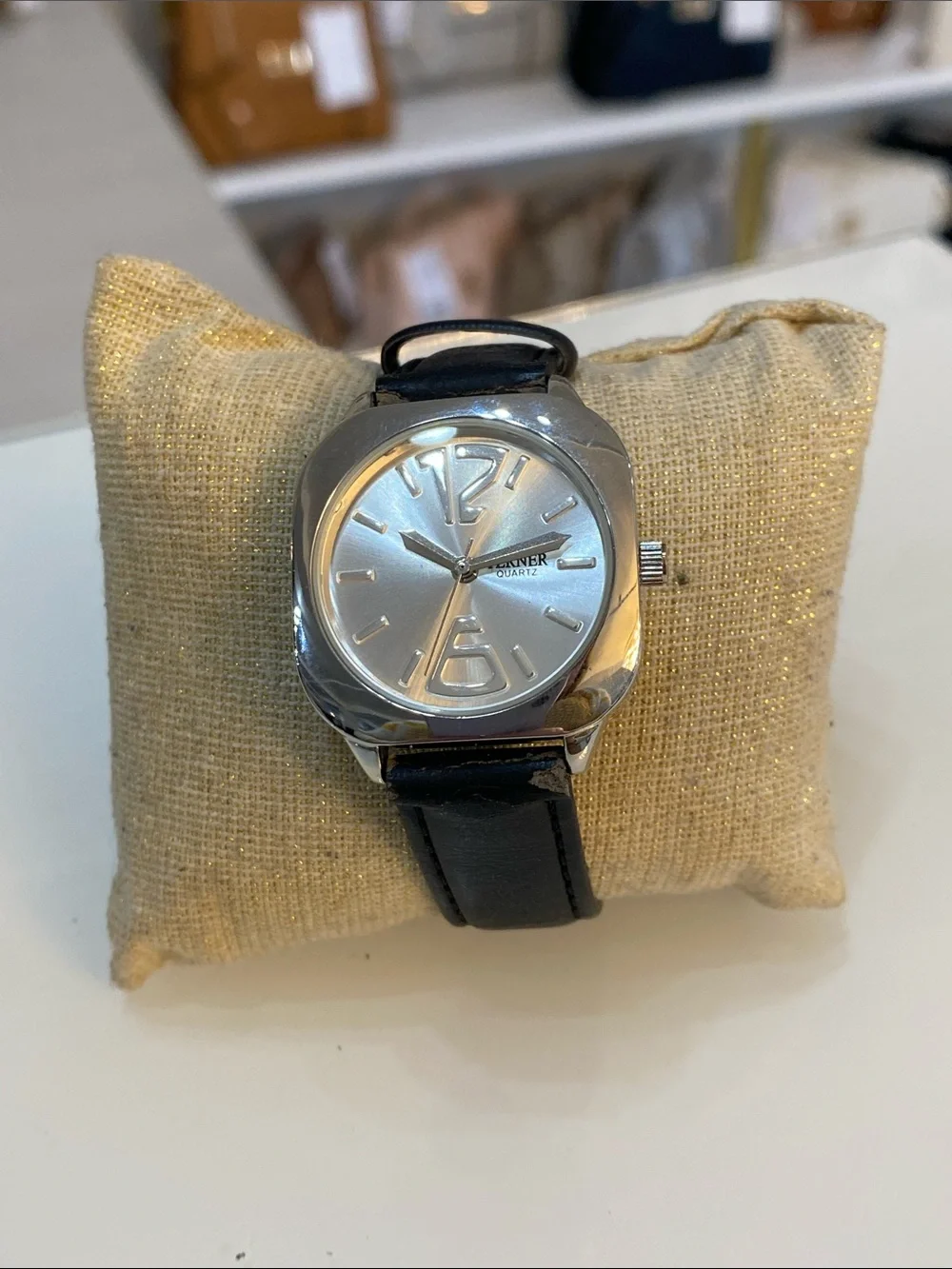 Bijoux Terner Black Strap silver-Tone Case Men's Watch